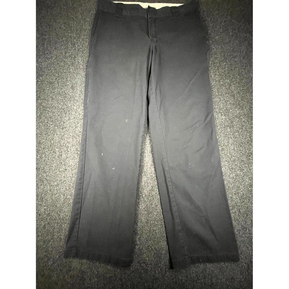 Dickies Work Pants Mens 34x32 Black Regular Fit Flat Front Straight Leg Rugged